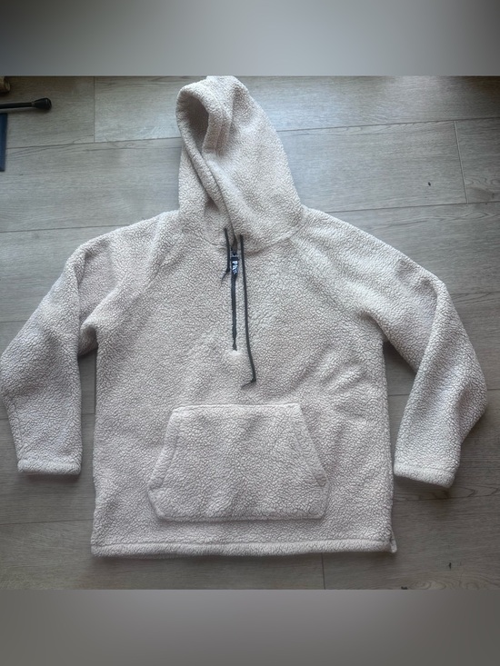 PINK Victoria's Secret Tops - PINK Victoria’s Secret Sherpa Hoodie Medium Cream Teddy‎ Fleece Pullover Cozy